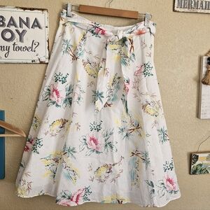Tropical Resortwear Skirt Size 6 NEW Belt A-line Linen Cotton Blend Coastal